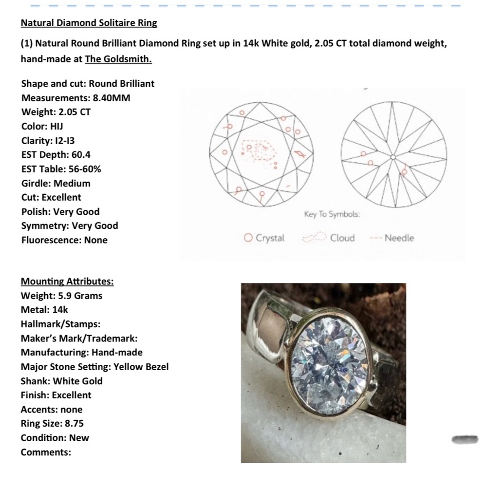 E.DeHaven 2.05 CT Natural Diamond Solitaire Ring- CERT - Picture 12 of 12